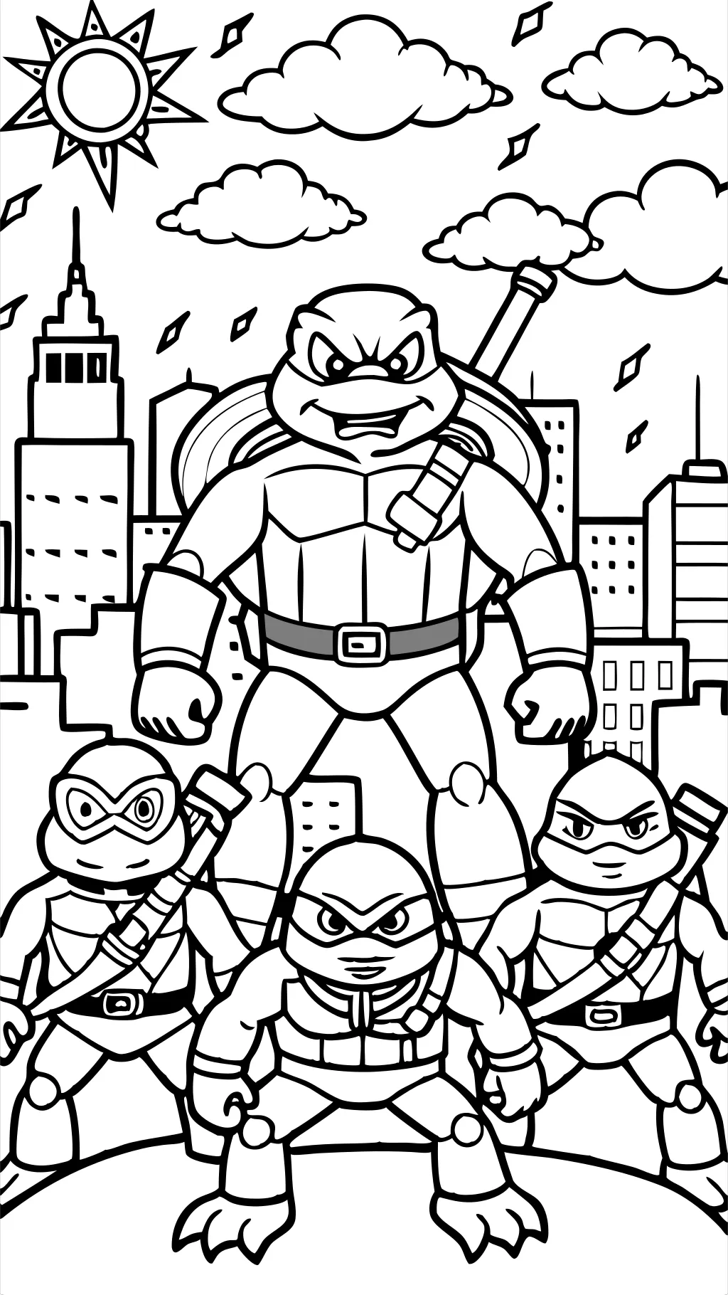 Página para colorear de tortugas ninja